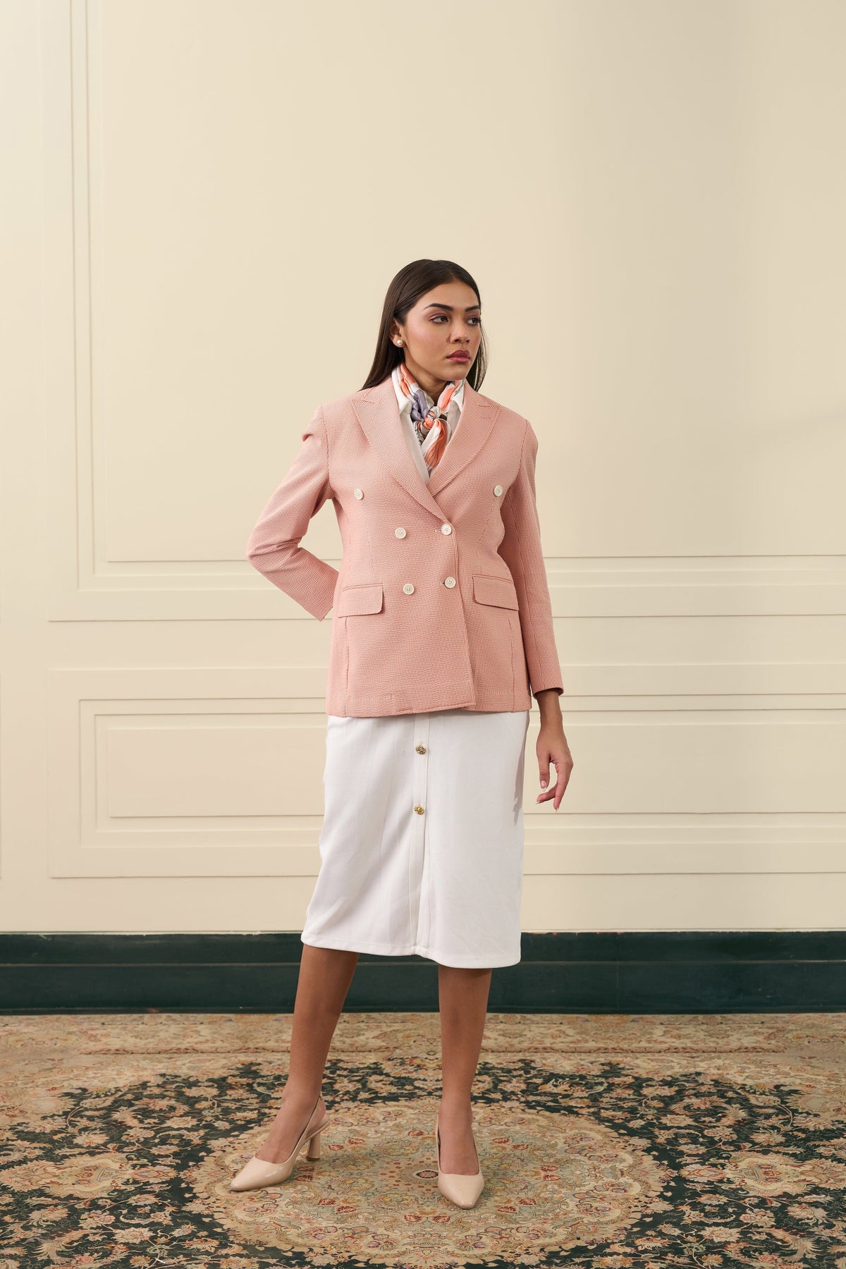 Blush Double-Breasted Blazer Gargee