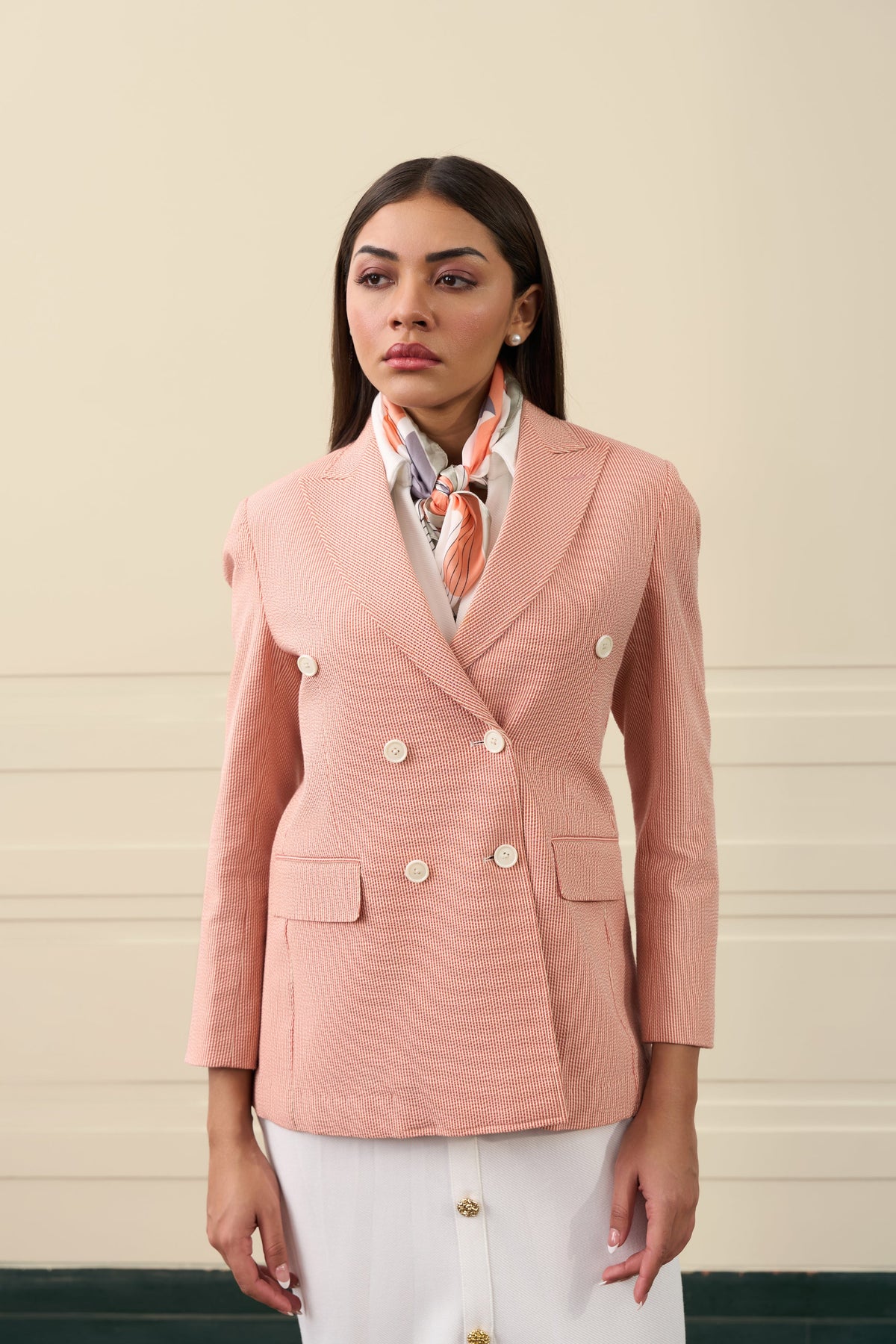 Blush Double-Breasted Blazer Gargee