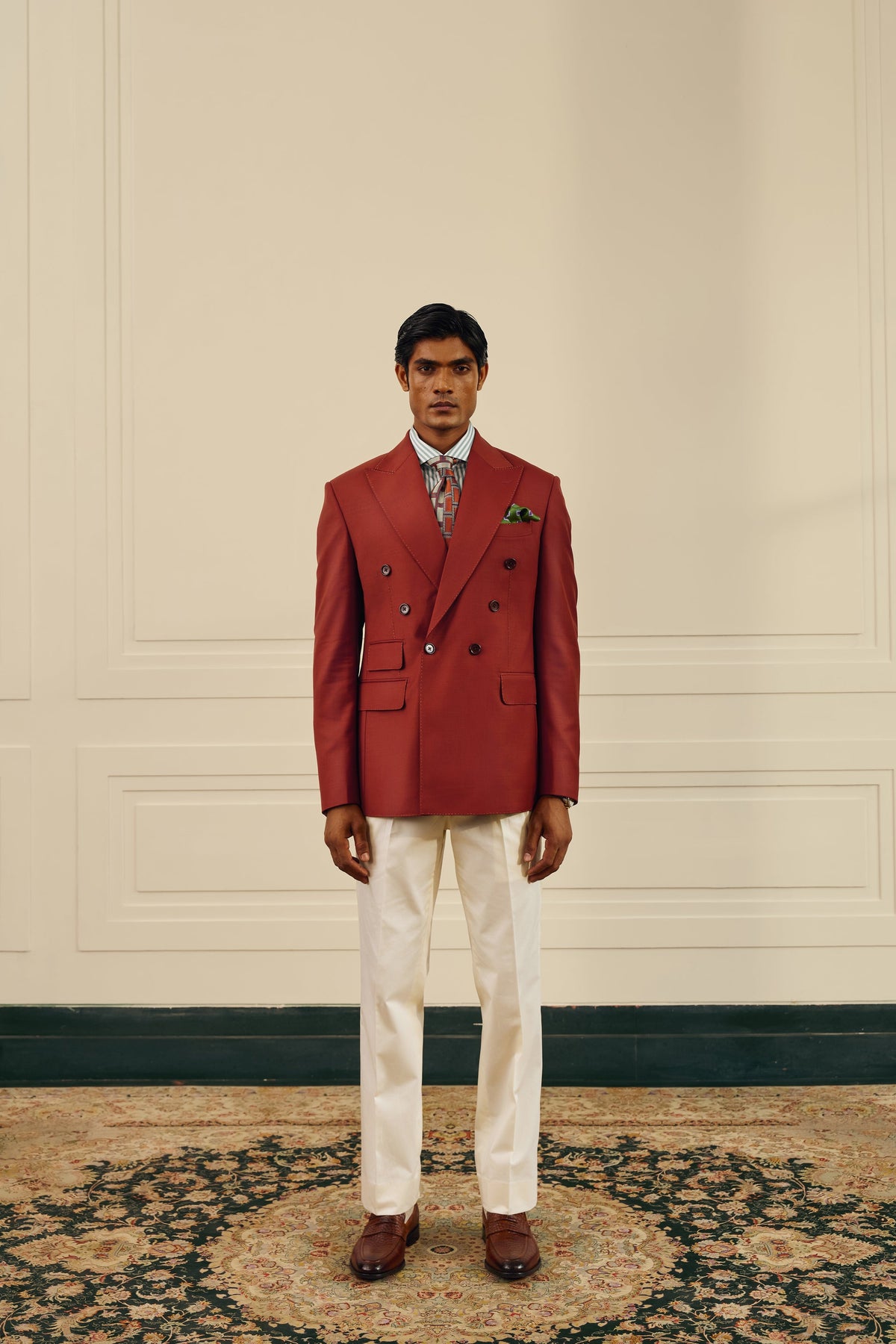 Brick Double-Breasted Blazer Gargee