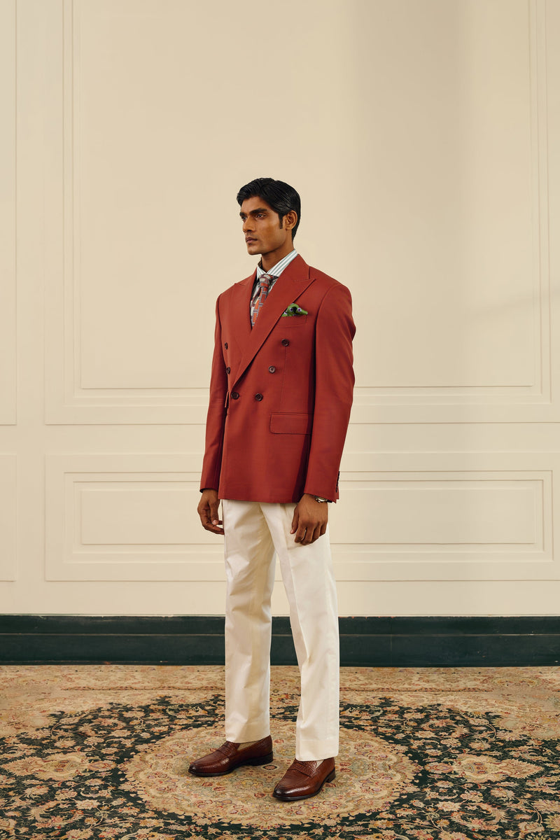 Brick Double-Breasted Blazer Gargee