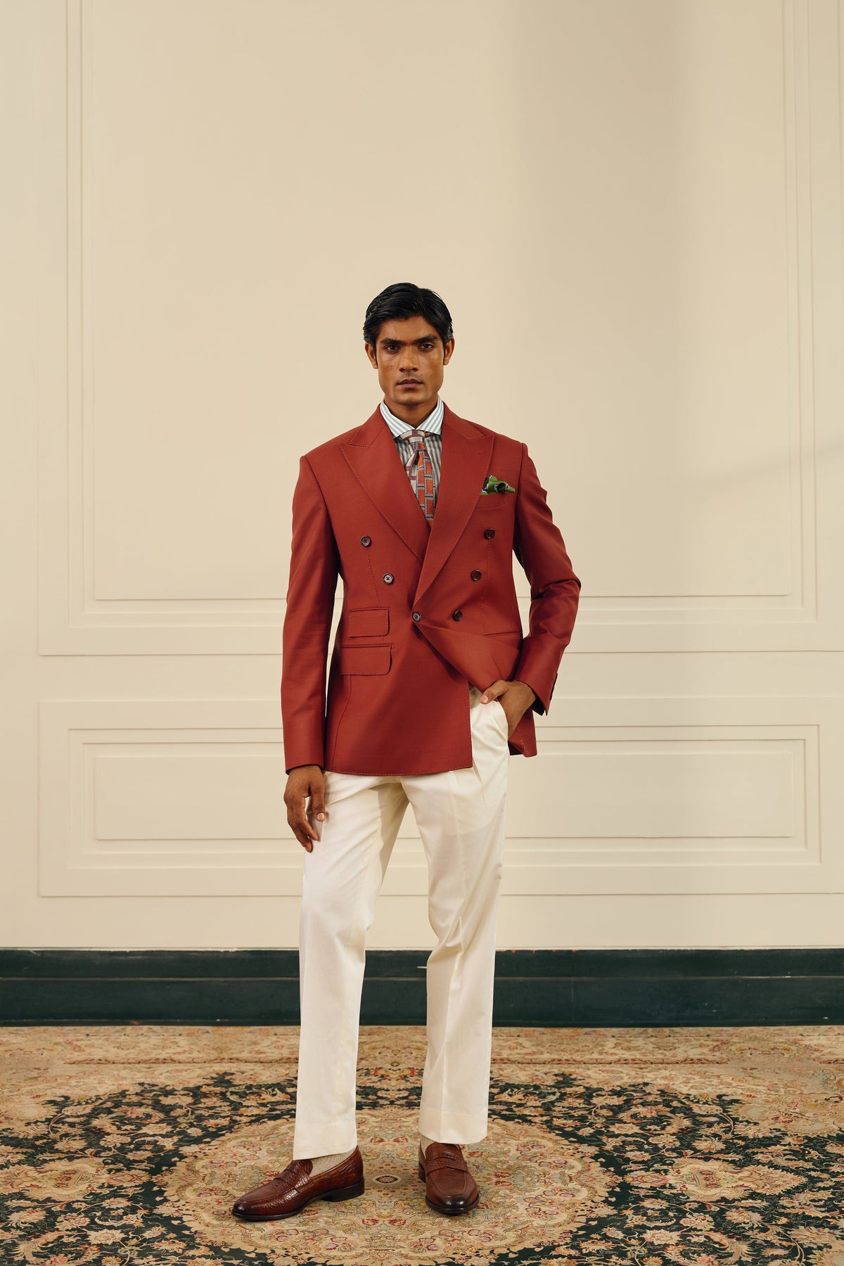 Brick Double-Breasted Blazer Gargee