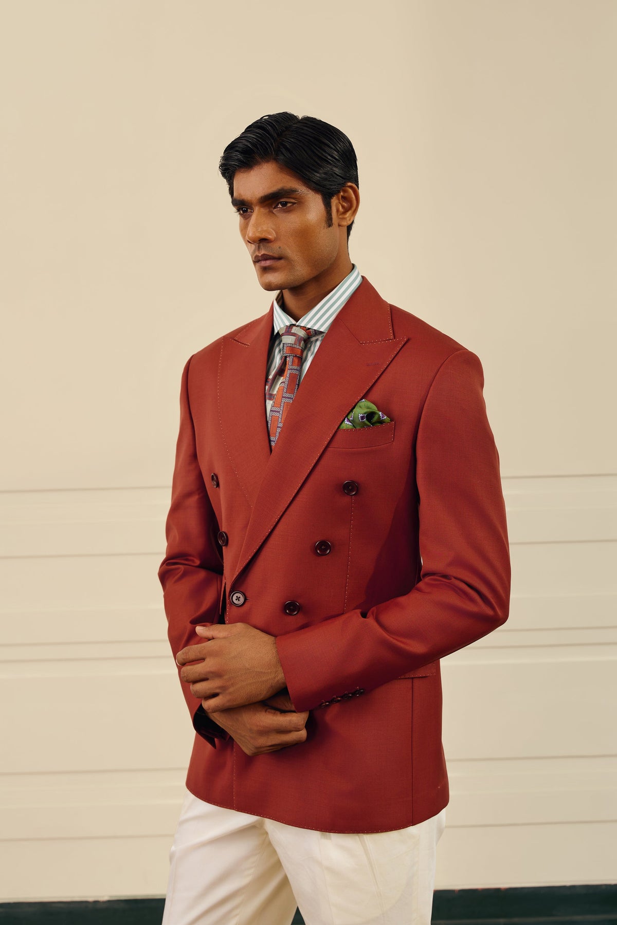 Brick Double-Breasted Blazer Gargee