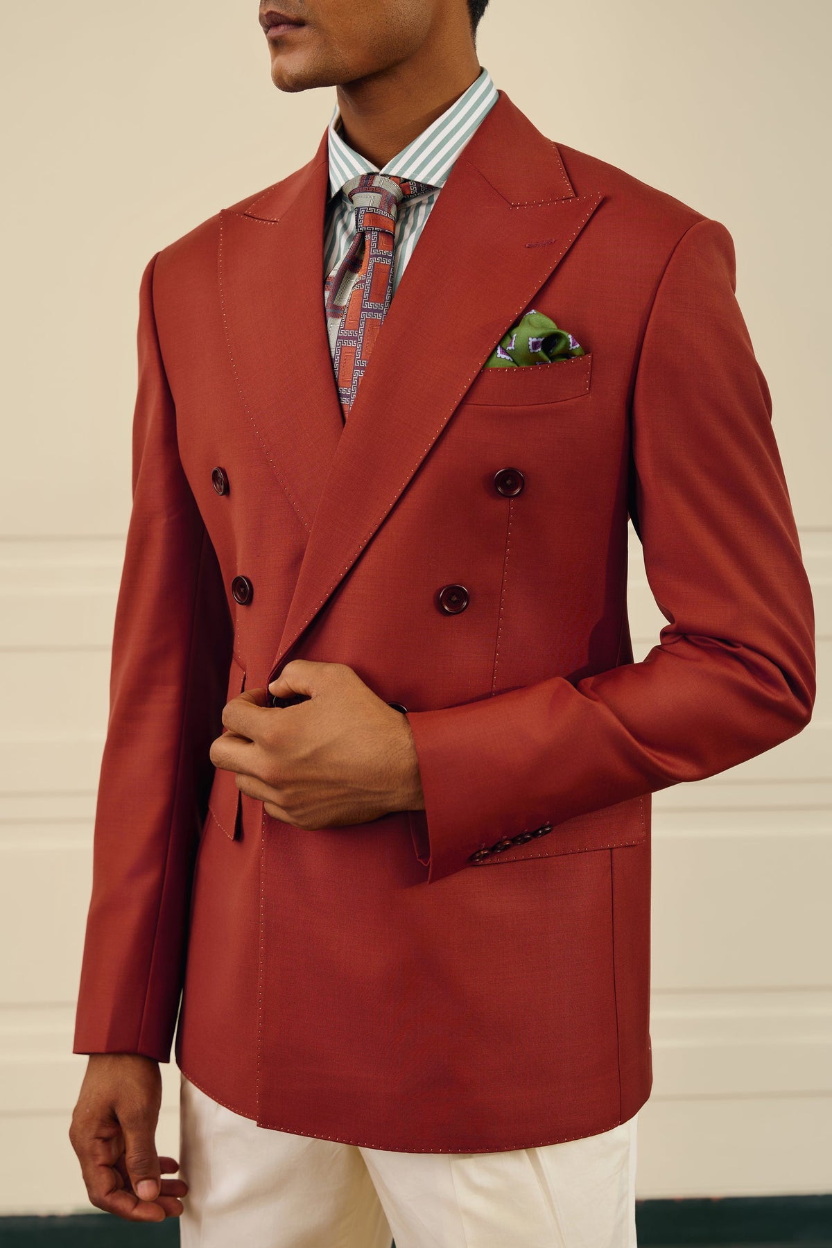 Brick Double-Breasted Blazer Gargee