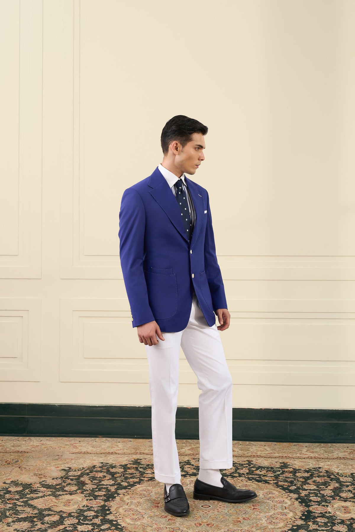 Electric Blue Notch Lapel Blazer Gargee