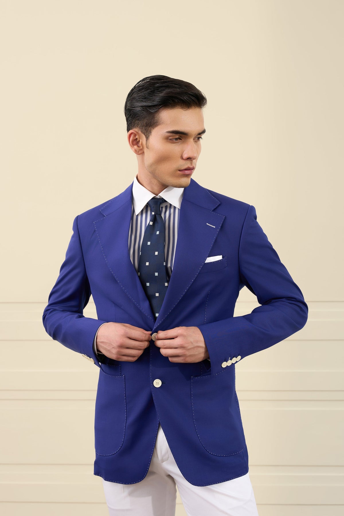 Electric Blue Notch Lapel Blazer Gargee