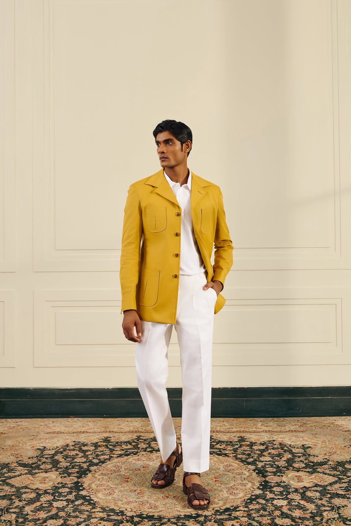 Mustard Tailored Work Shacket Gargee