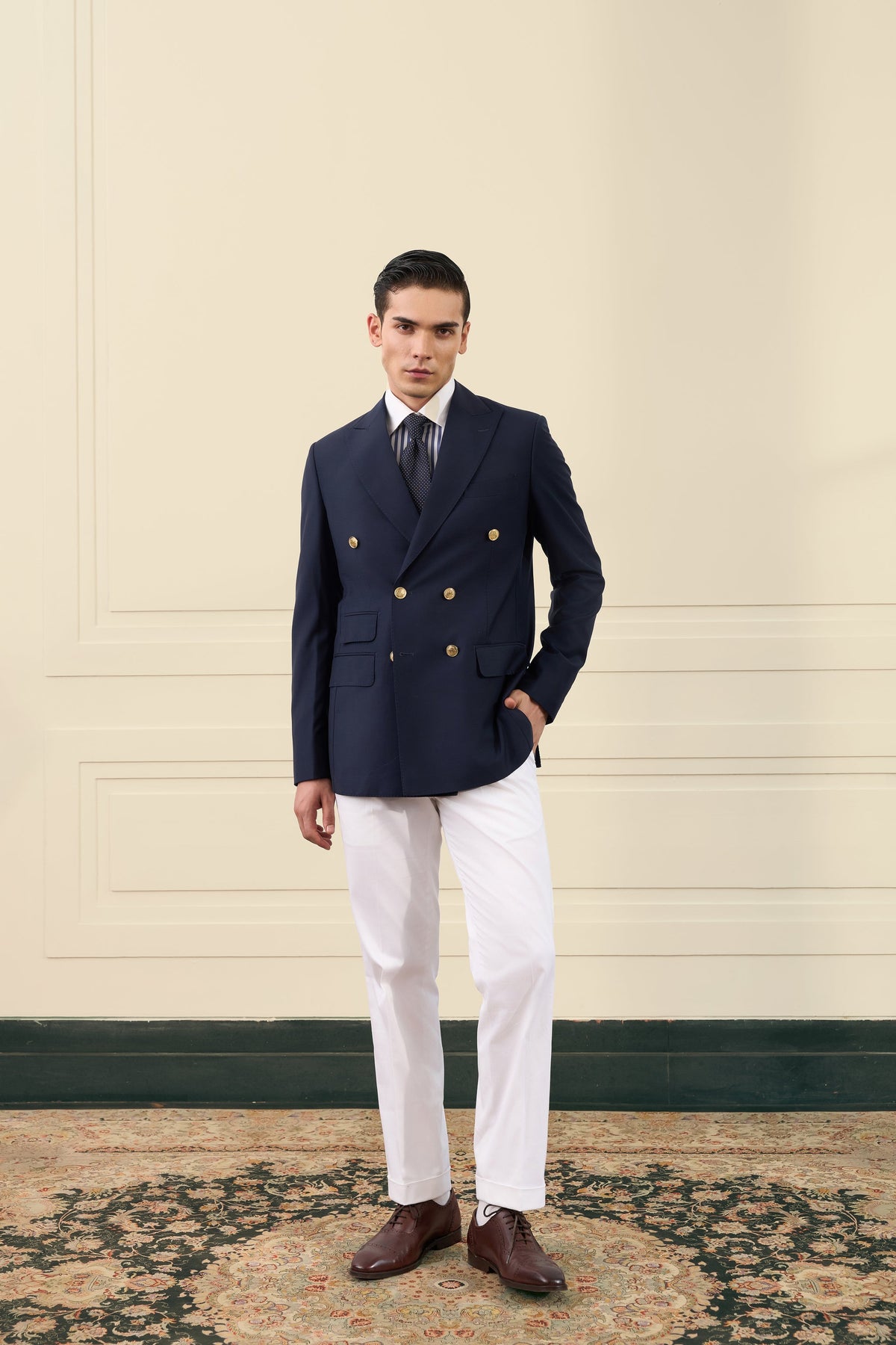 Navy Double-Breasted Blazer Gargee
