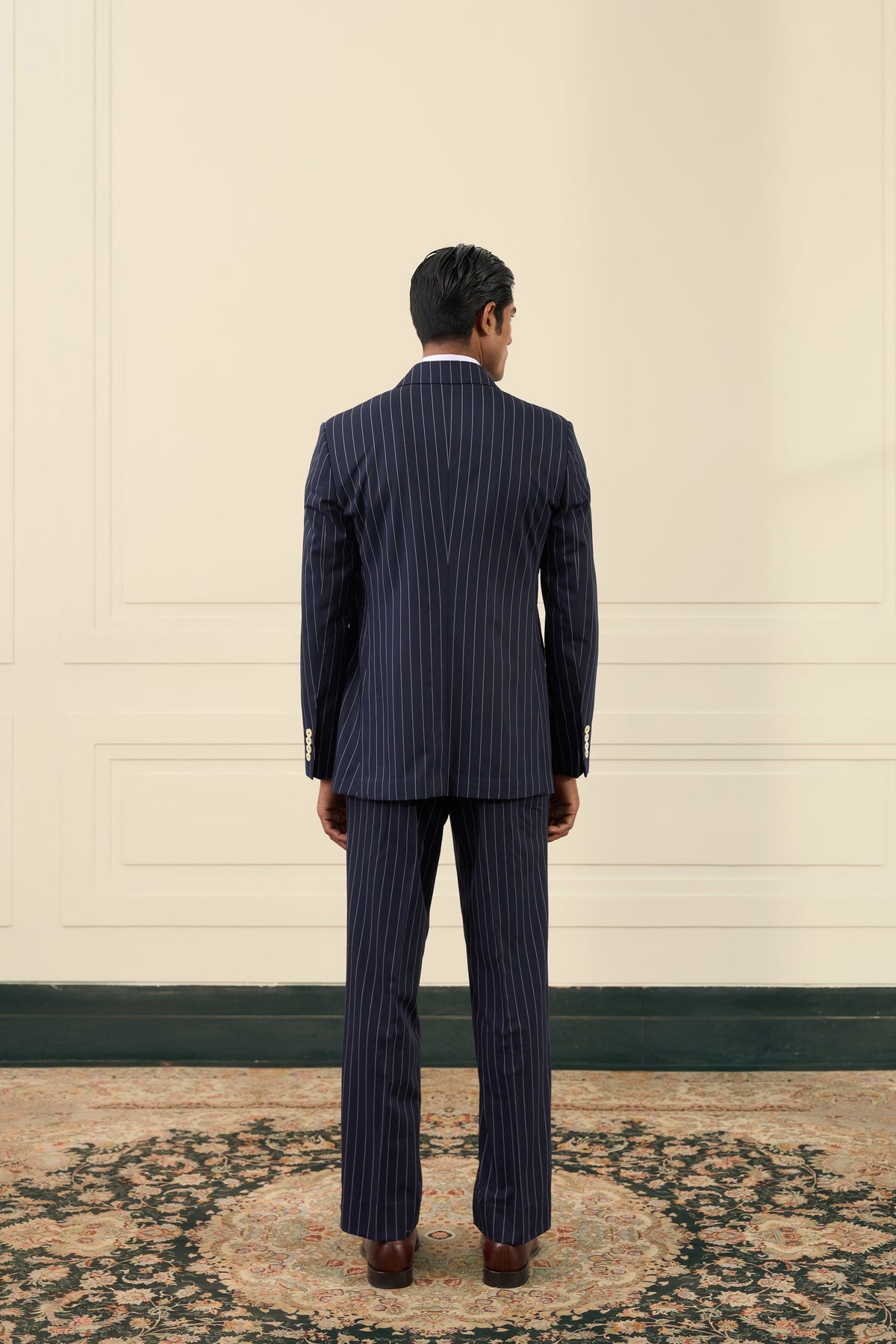 Navy Pinstripe Double-Breasted Suit Gargee