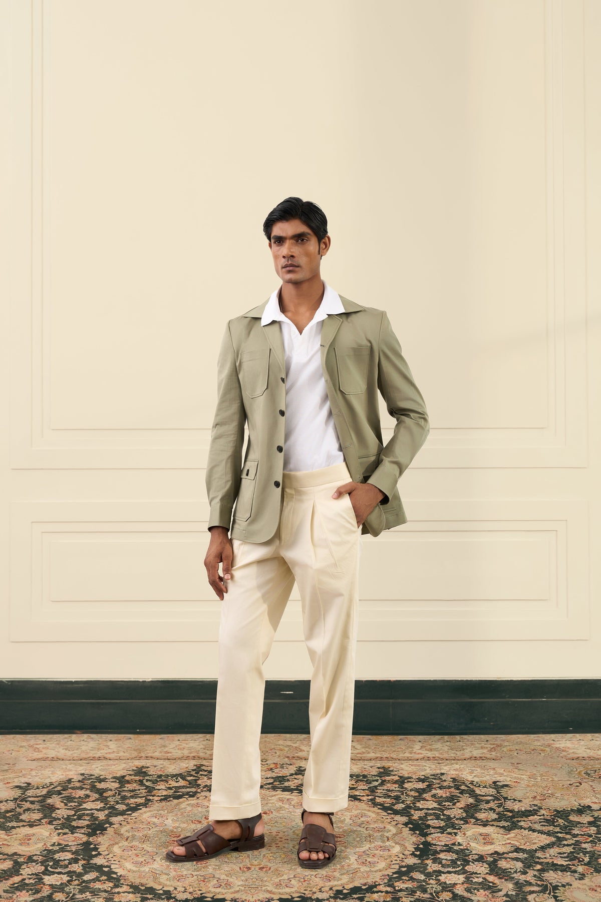 Olive Green Safari Shacket Gargee