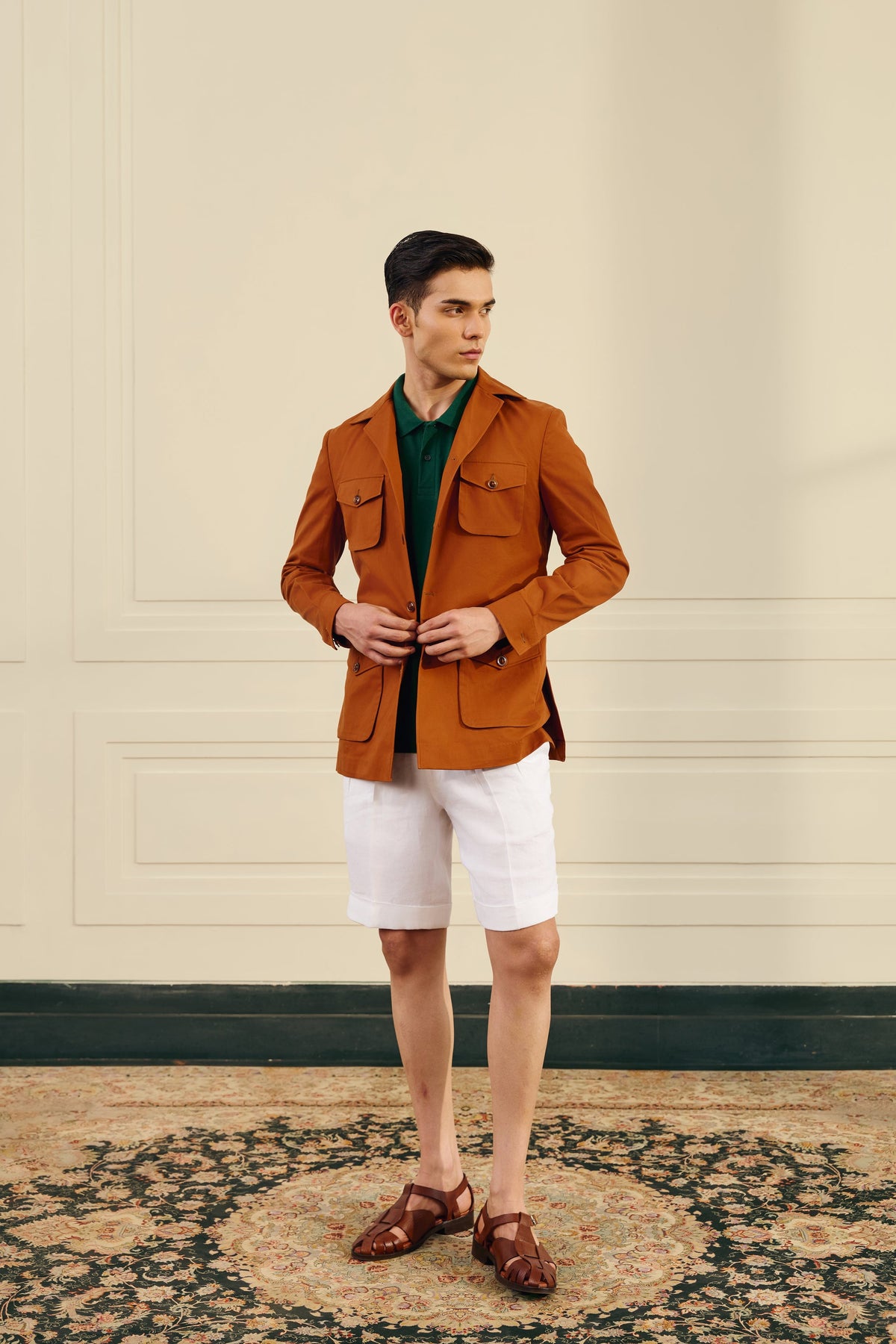 Rust Utility Cotton Shacket Gargee
