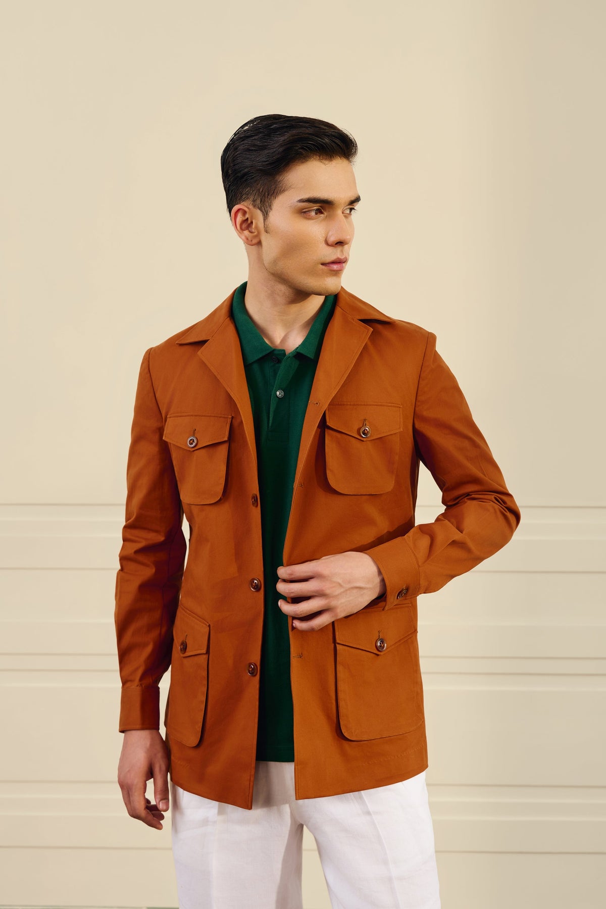 Rust Utility Cotton Shacket Gargee