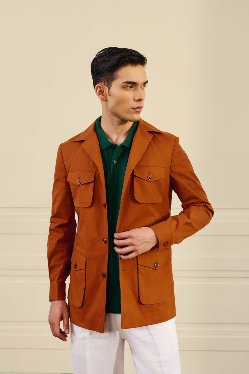 Rust Utility Cotton Shacket Gargee