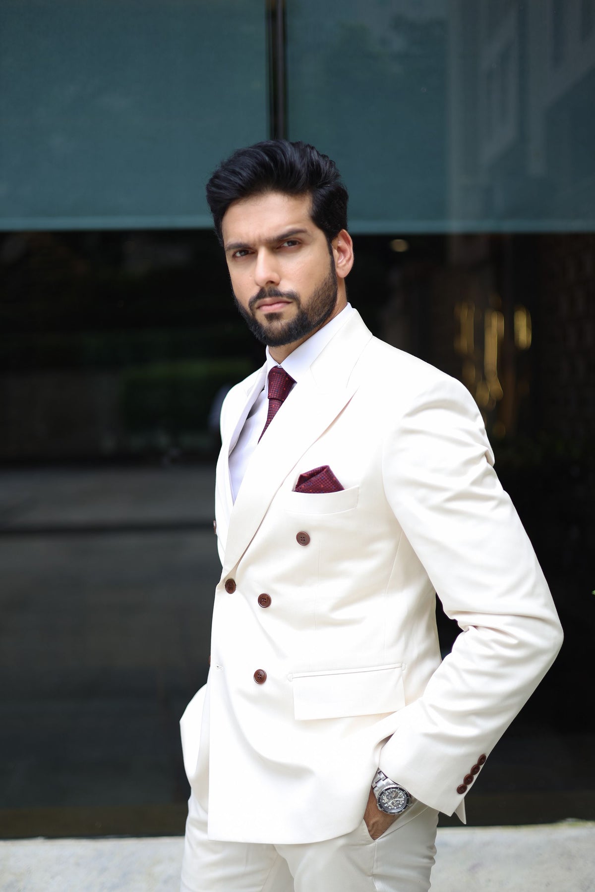 IVORY DOUBLE BREAST SUIT Gargee