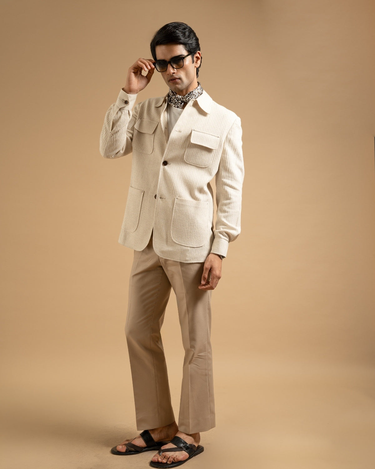 Ivory Textured Waffle Weave Shacket Gargee