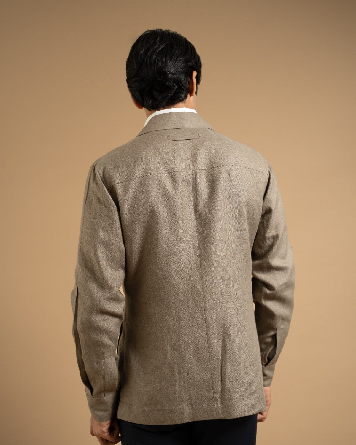 Khakhi Linen Relaxed Fit Shacket Gargee