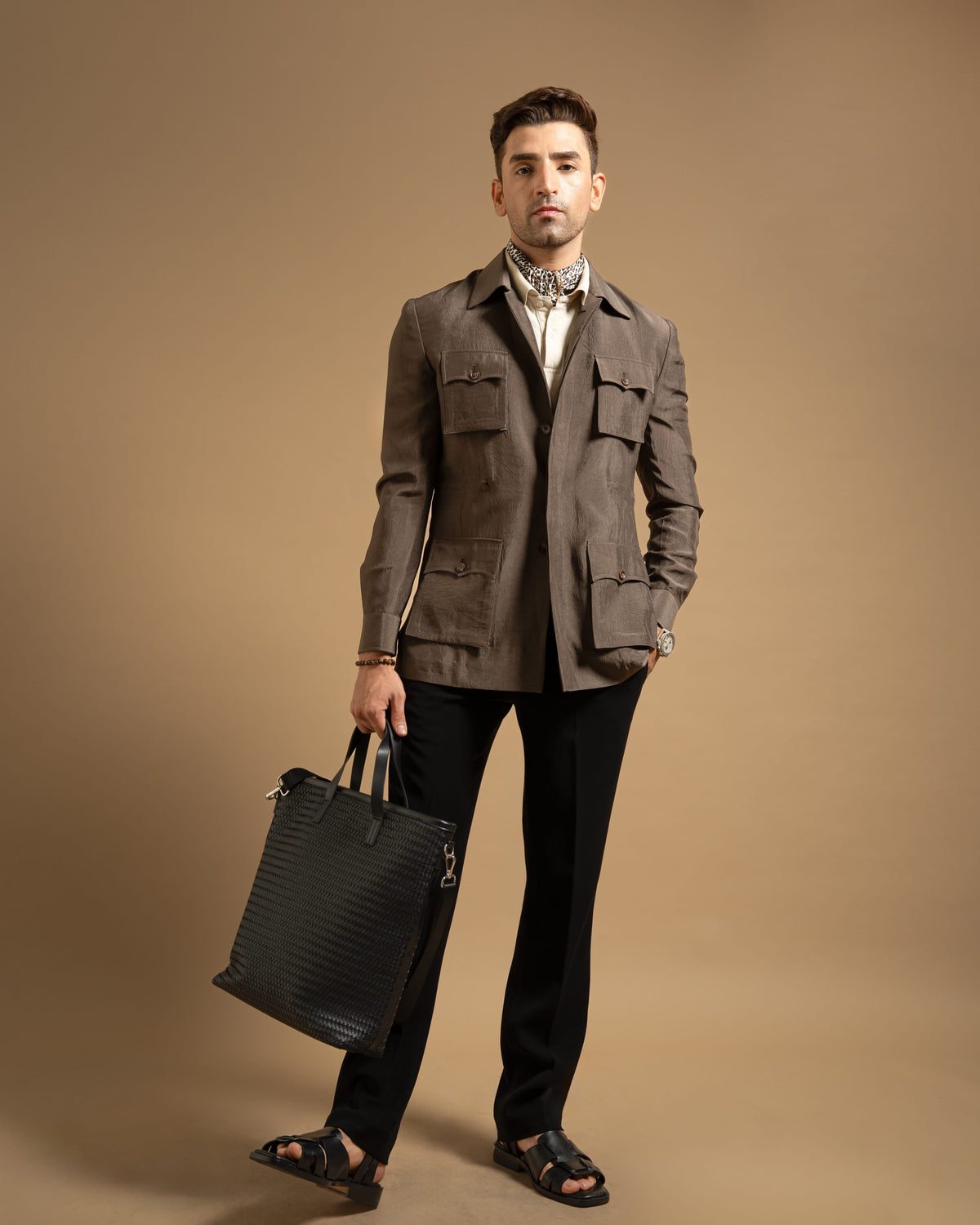 Khakhi Nomad Utility Pocket Shacket Gargee