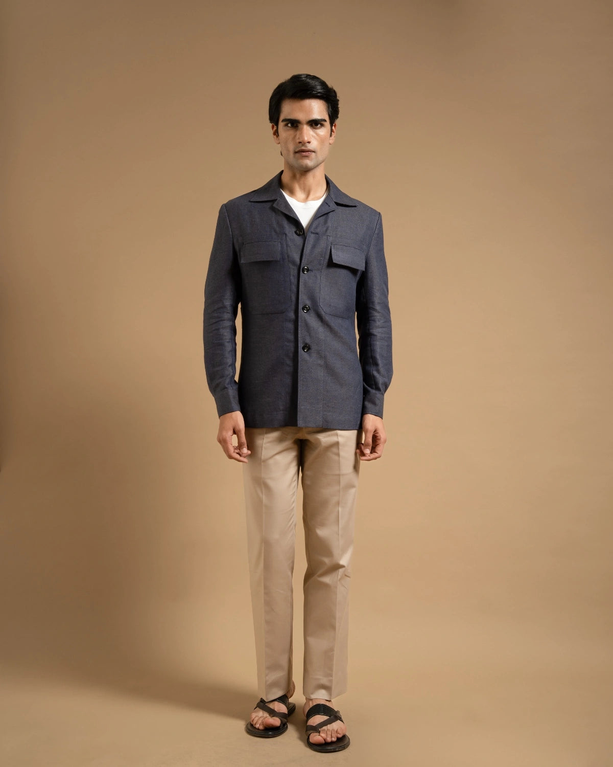 Midnight Linen Structured Shacket Gargee