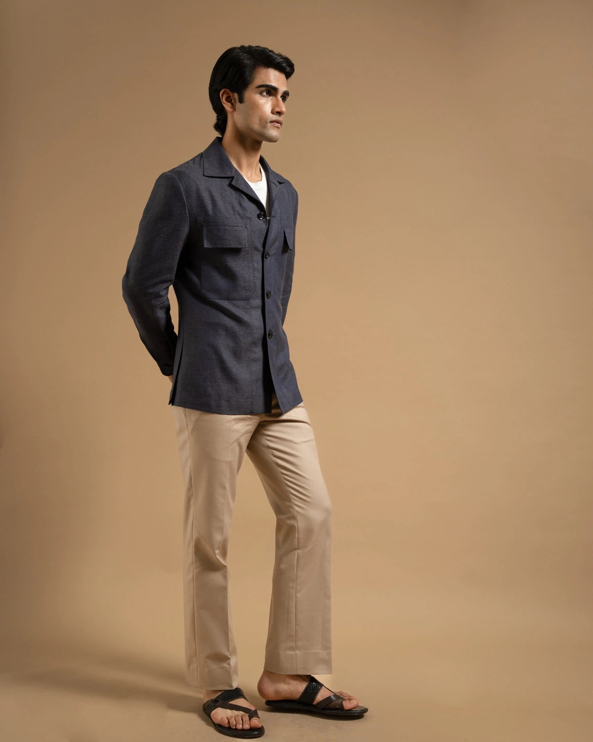 Midnight Linen Structured Shacket Gargee