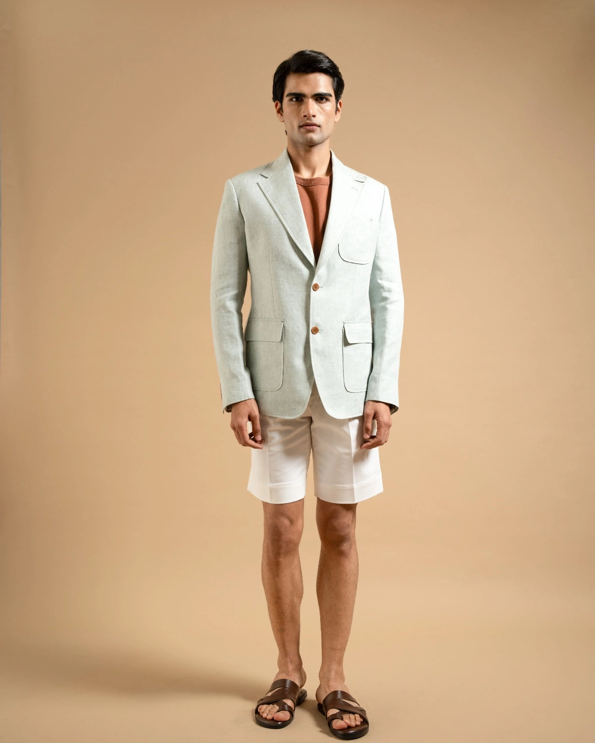 Mint Linen Tailored Utility Blazer Gargee