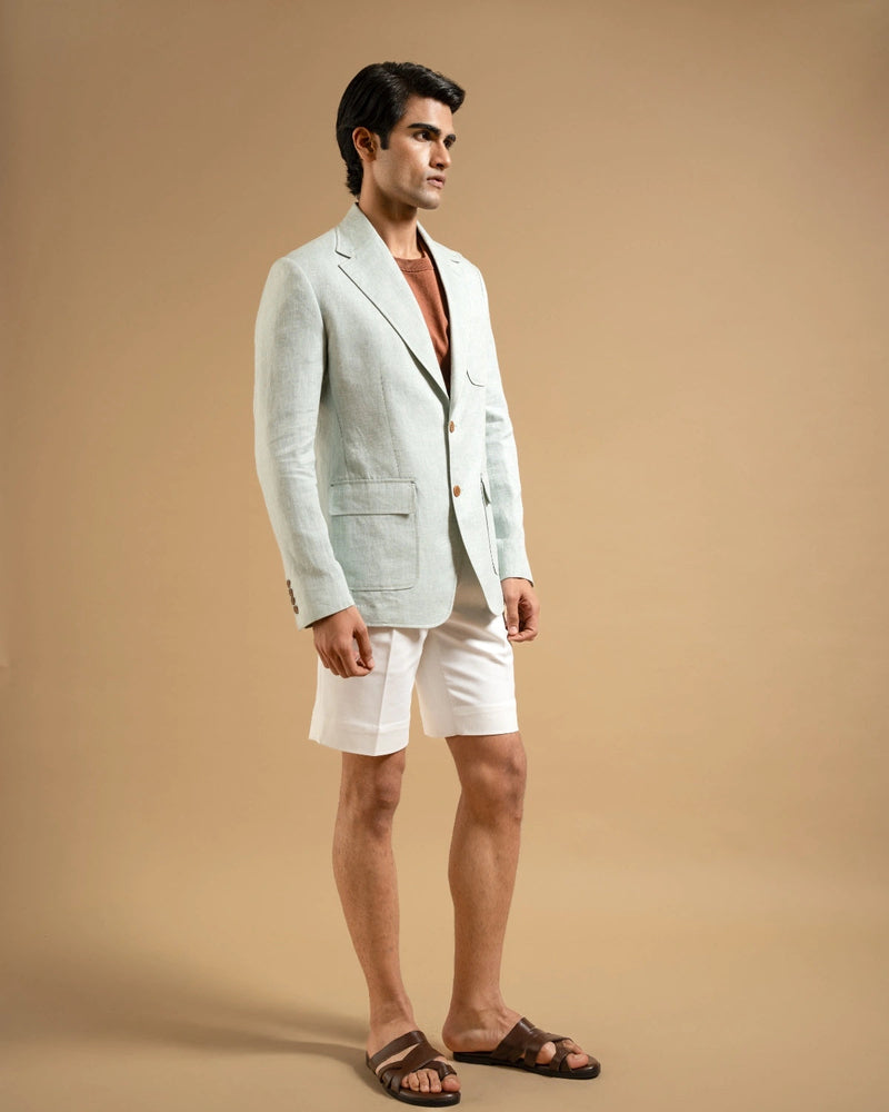 Mint Linen Tailored Utility Blazer Gargee