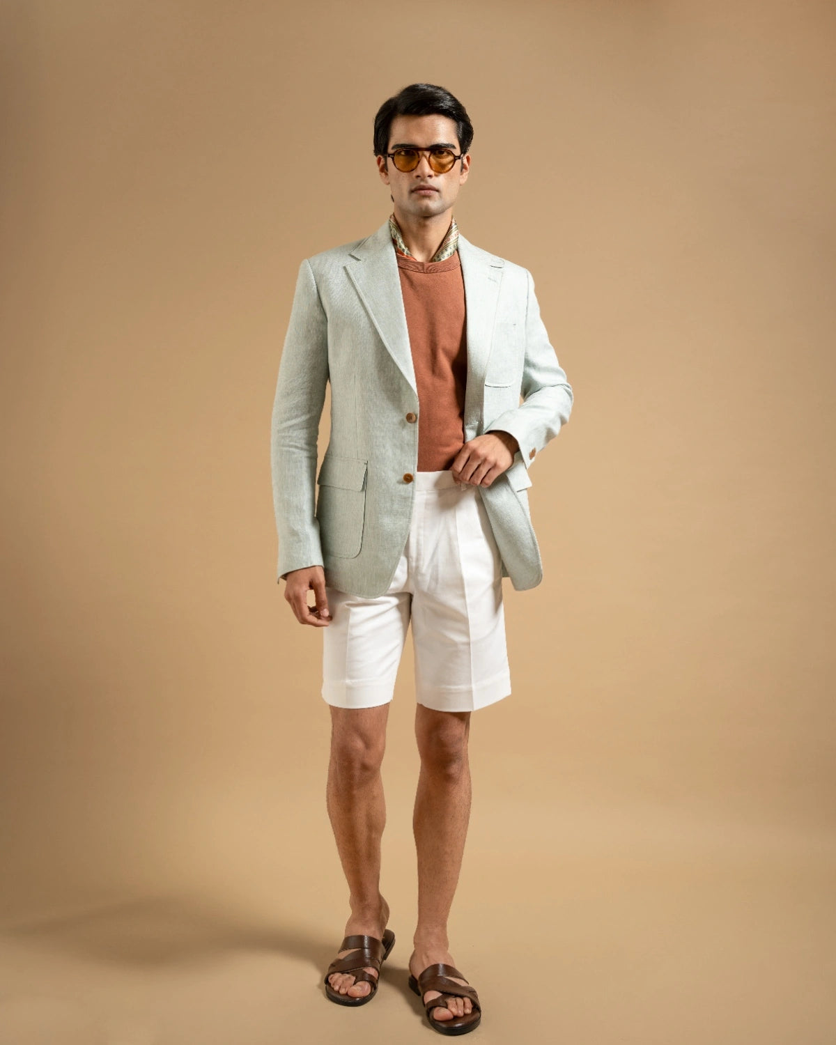 Mint Linen Tailored Utility Blazer Gargee