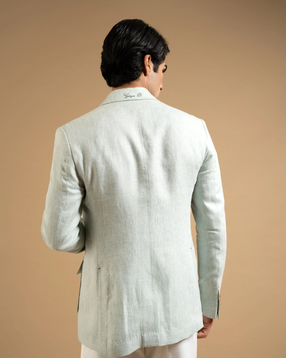 Mint Linen Tailored Utility Blazer Gargee