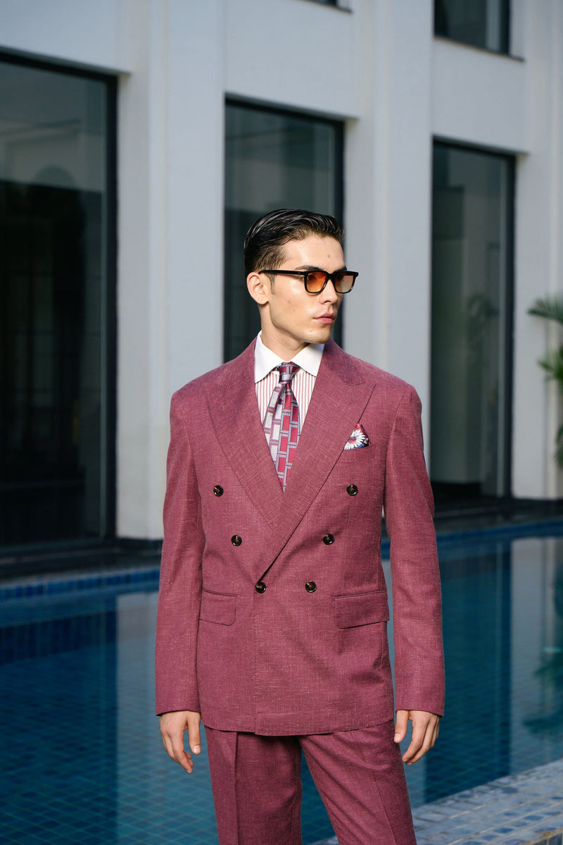 Muted Wine Double-Breasted Men’s Suit Gargee