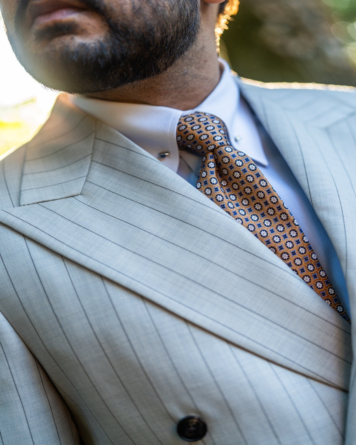 Ivory Pinstripe Double-Breasted Suit Gargee