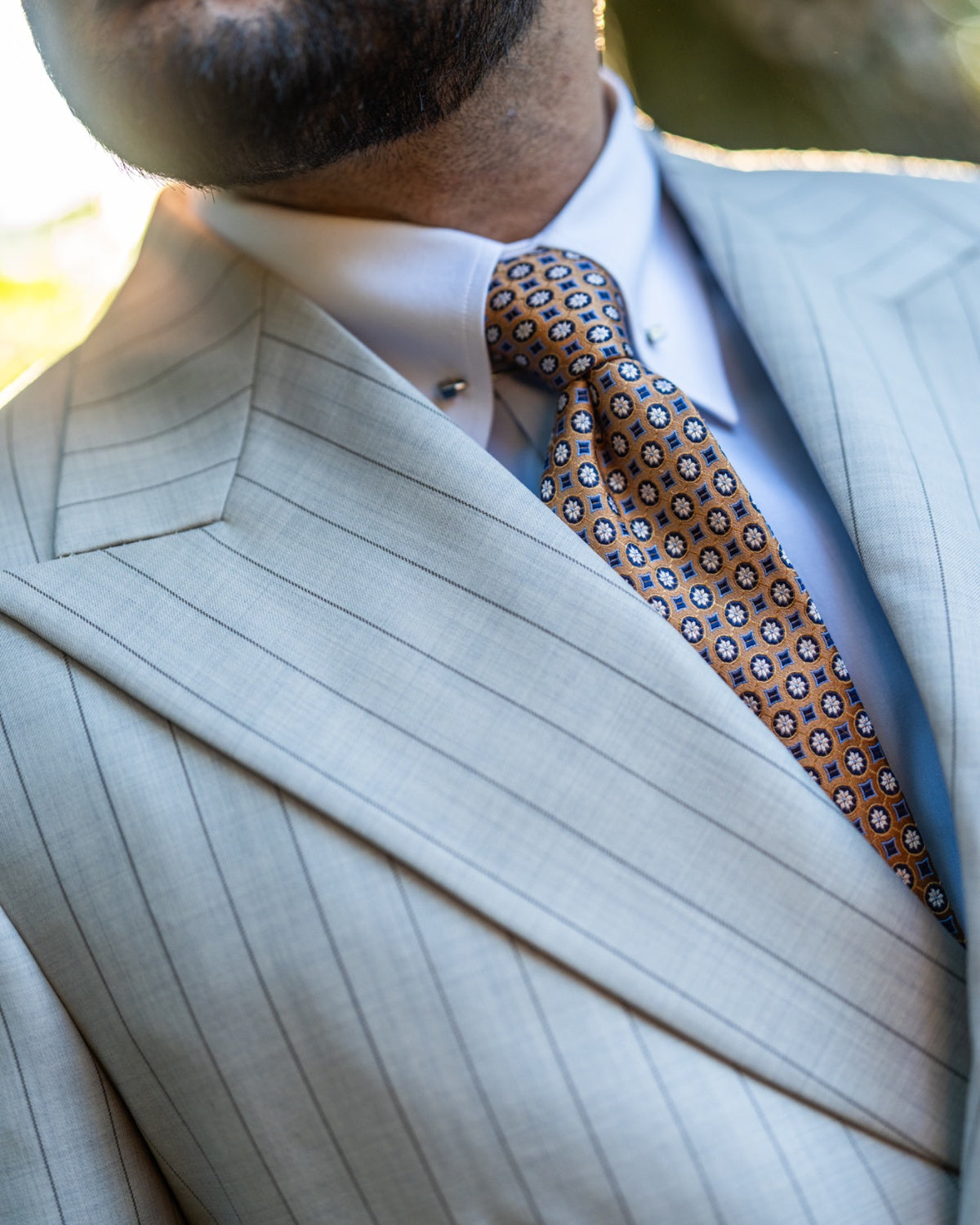Ivory Pinstripe Double-Breasted Suit Gargee
