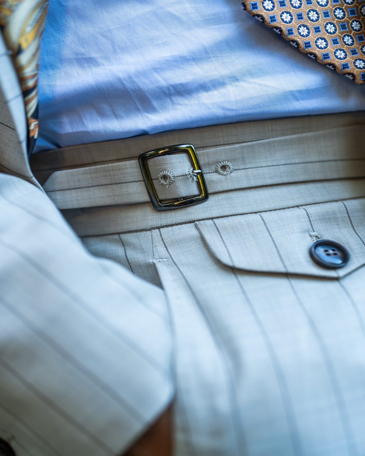 Ivory Pinstripe Double-Breasted Suit Gargee