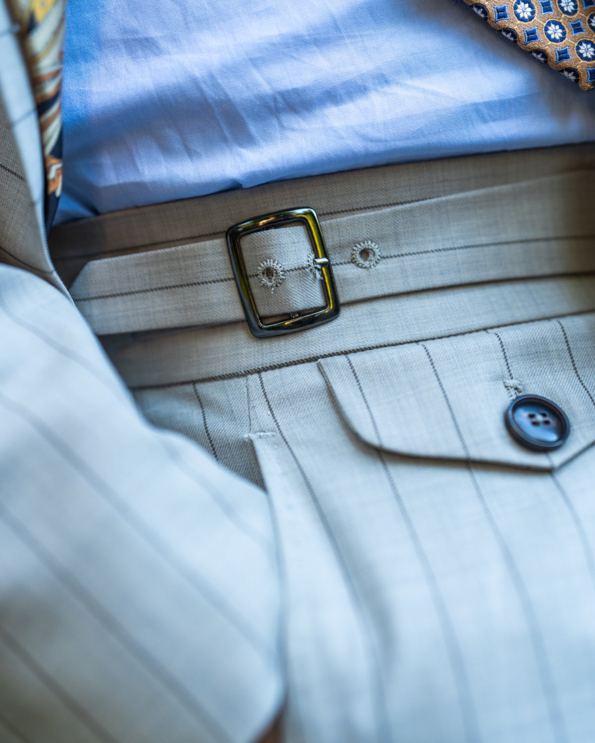 Ivory Pinstripe Double-Breasted Suit Gargee