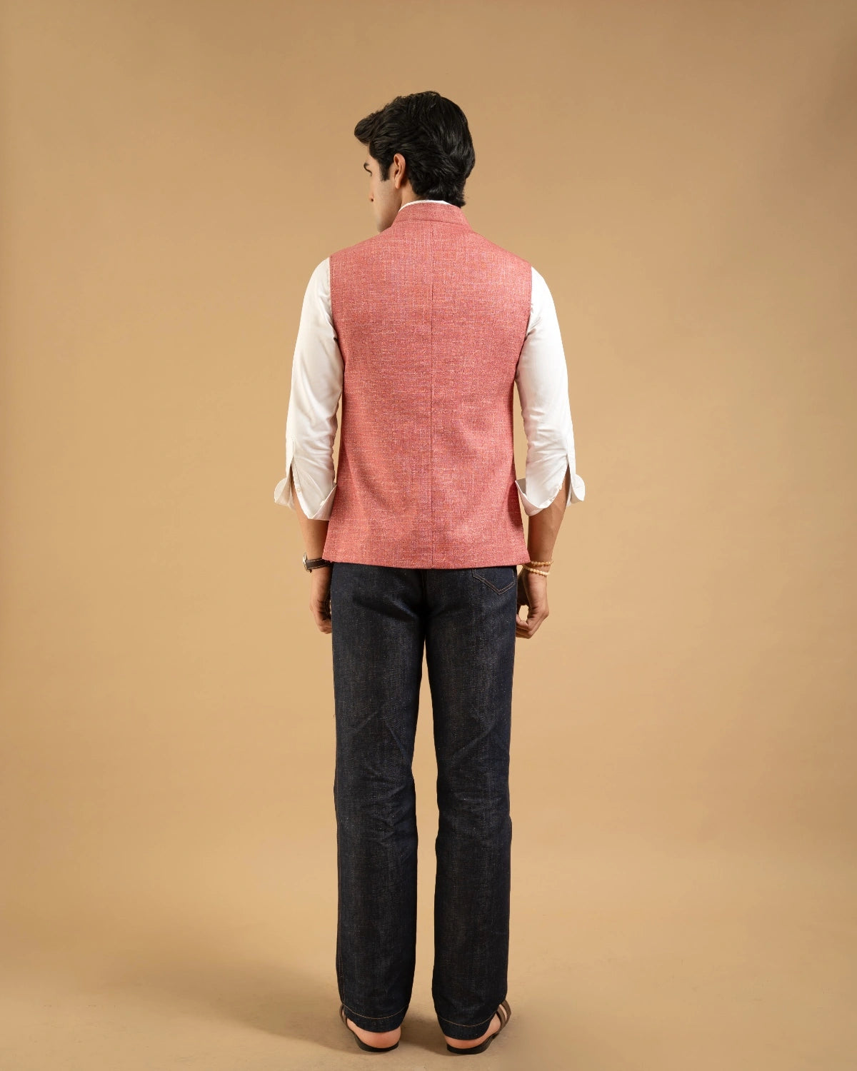 Rust Textured Patch Pocket Down-Vest Gargee