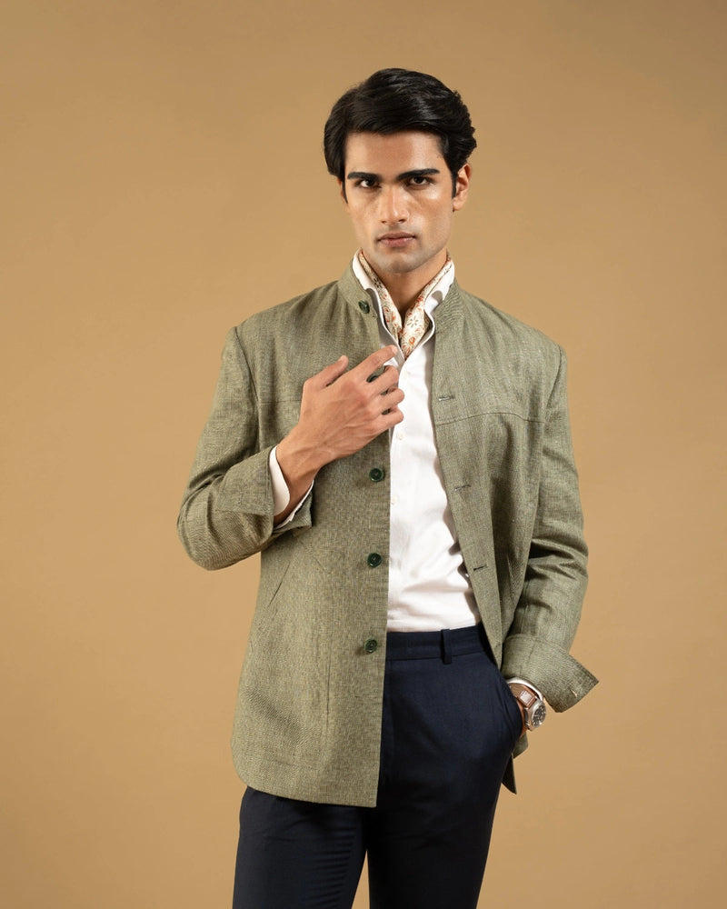 Sage Linen Structured Shacket Gargee