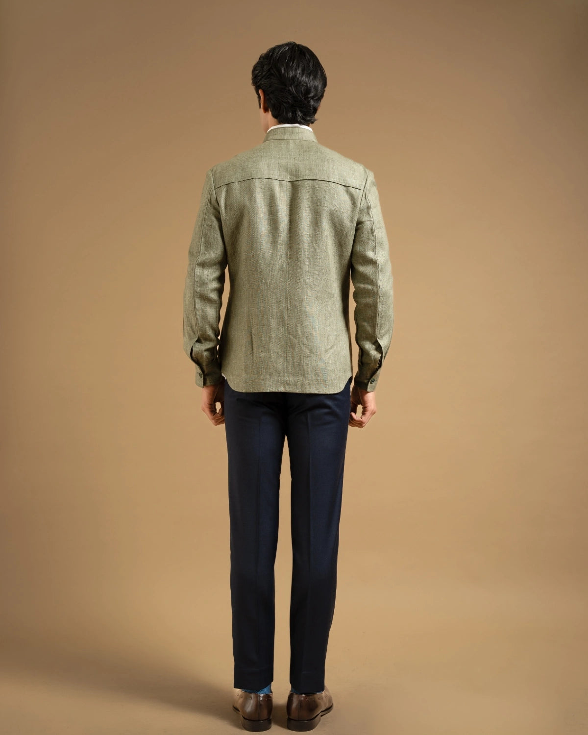 Sage Linen Structured Shacket Gargee
