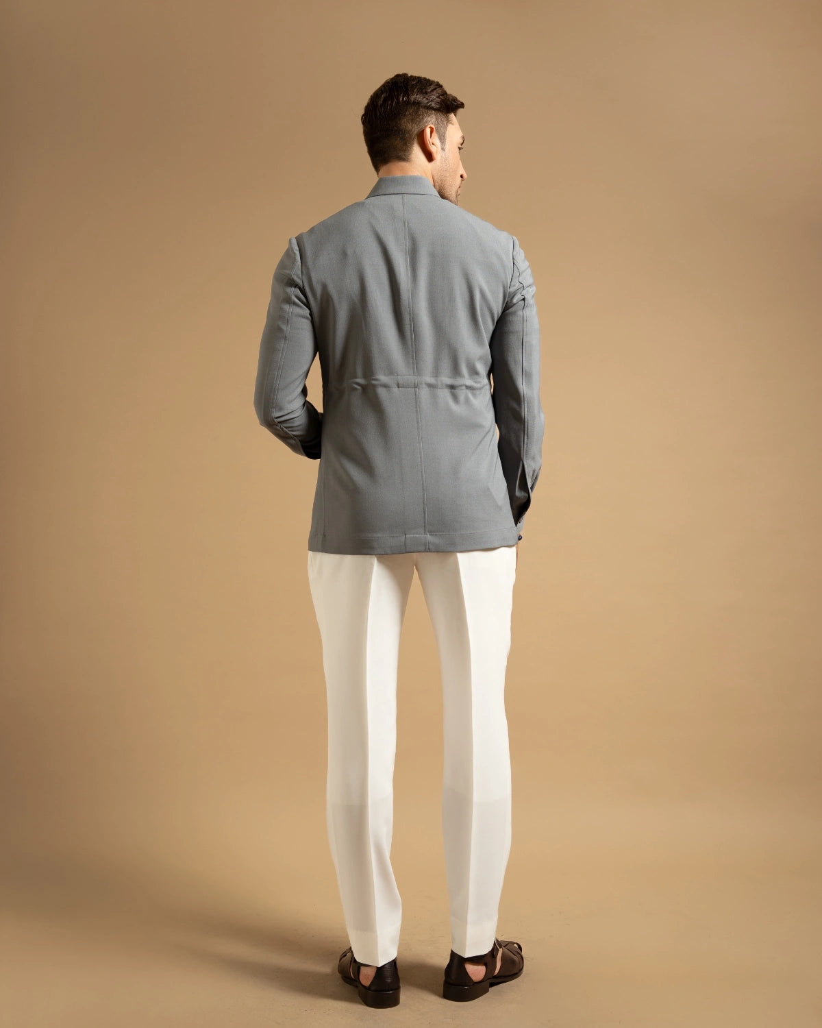 Steel Grey Structured Bandhgala Style Jacket Gargee