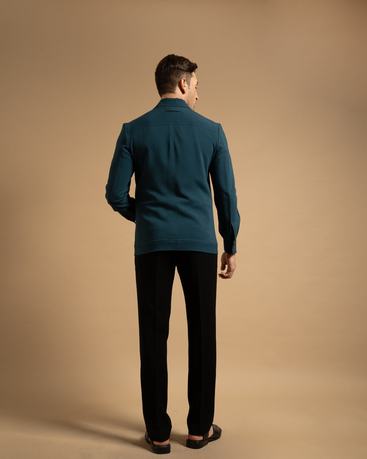 Teal Stretchable Utility Shacket Gargee