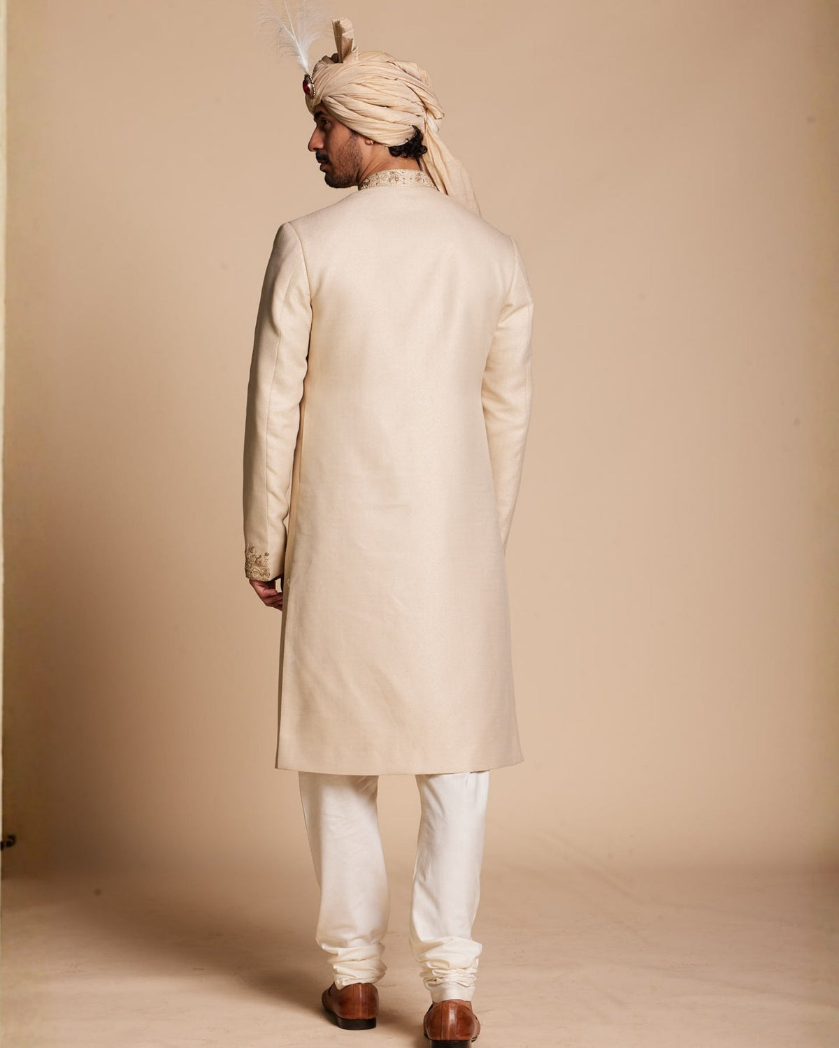 Classic Gold Embroidered Sherwani Set Gargee