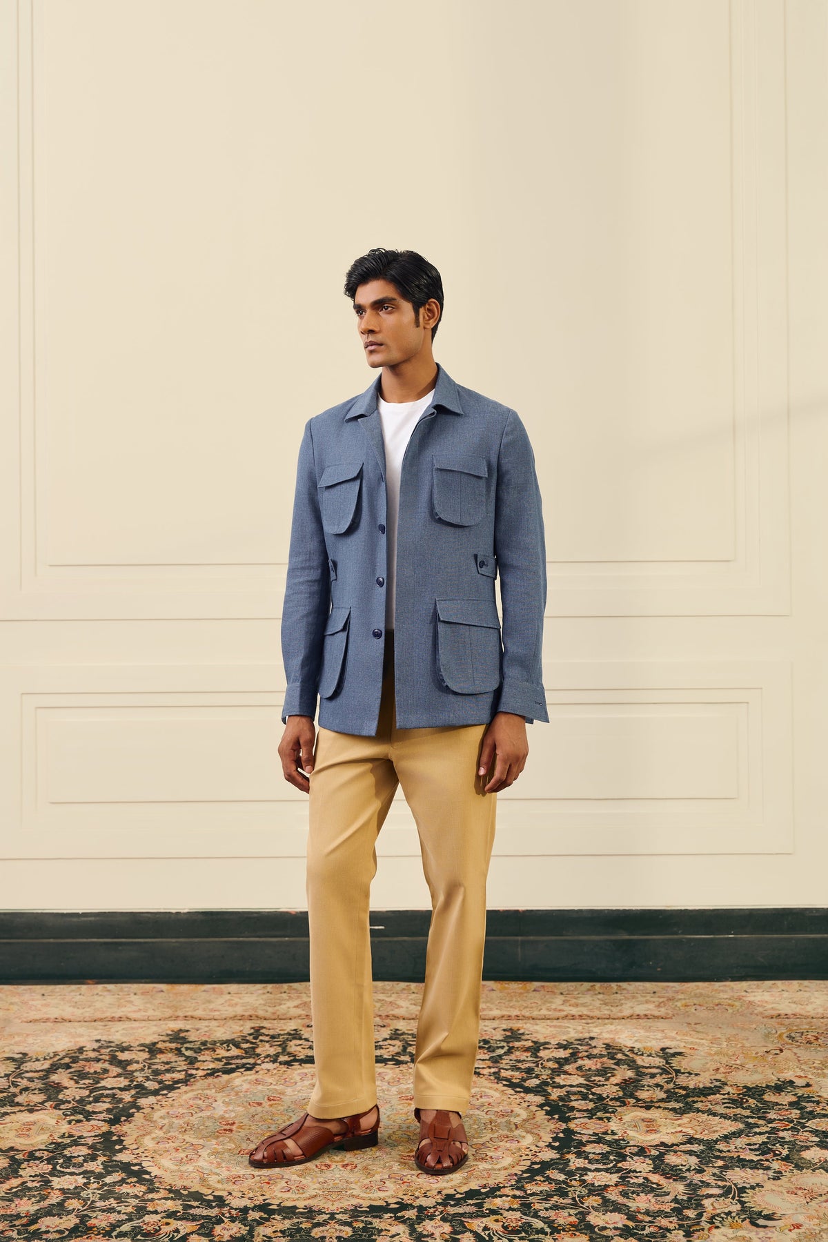 Blue Cotton Denim Shacket Gargee