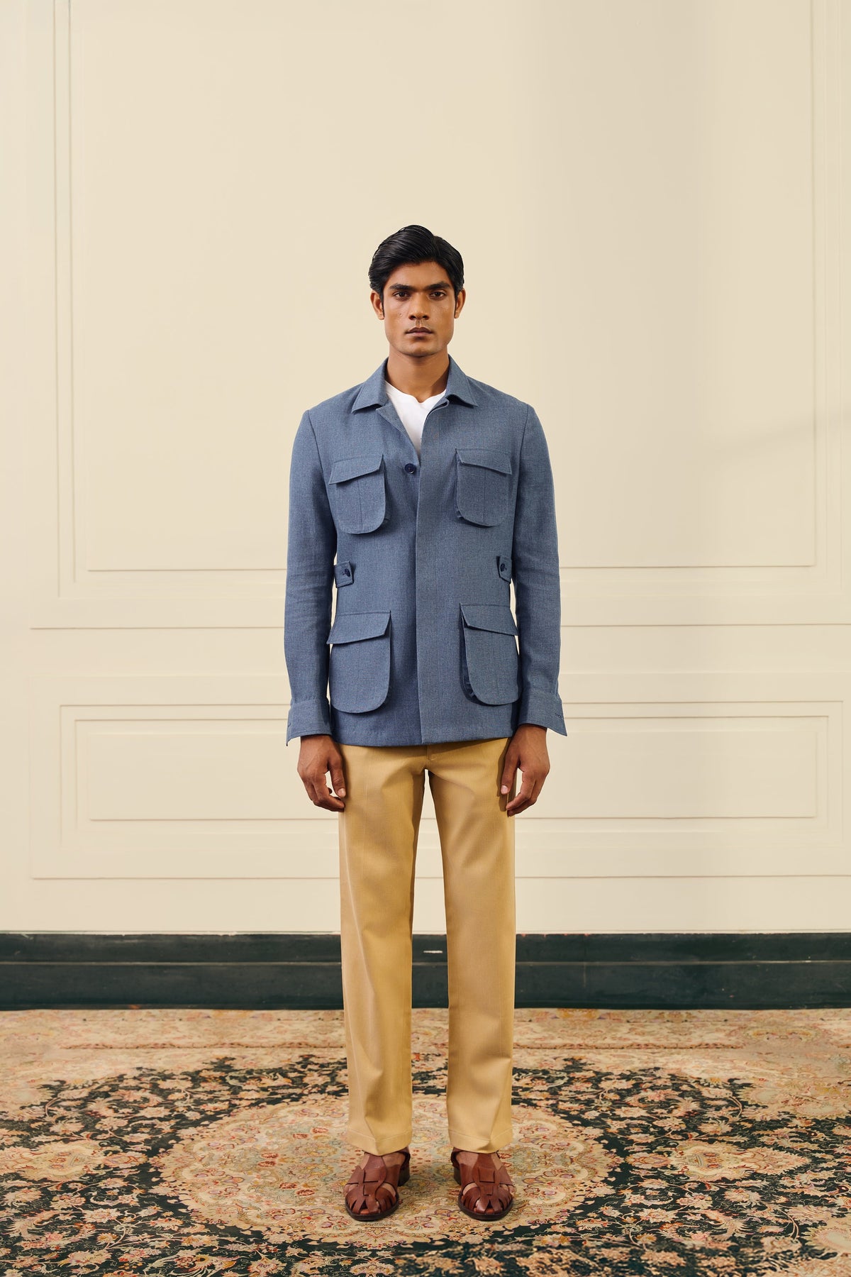 Blue Cotton Denim Shacket Gargee