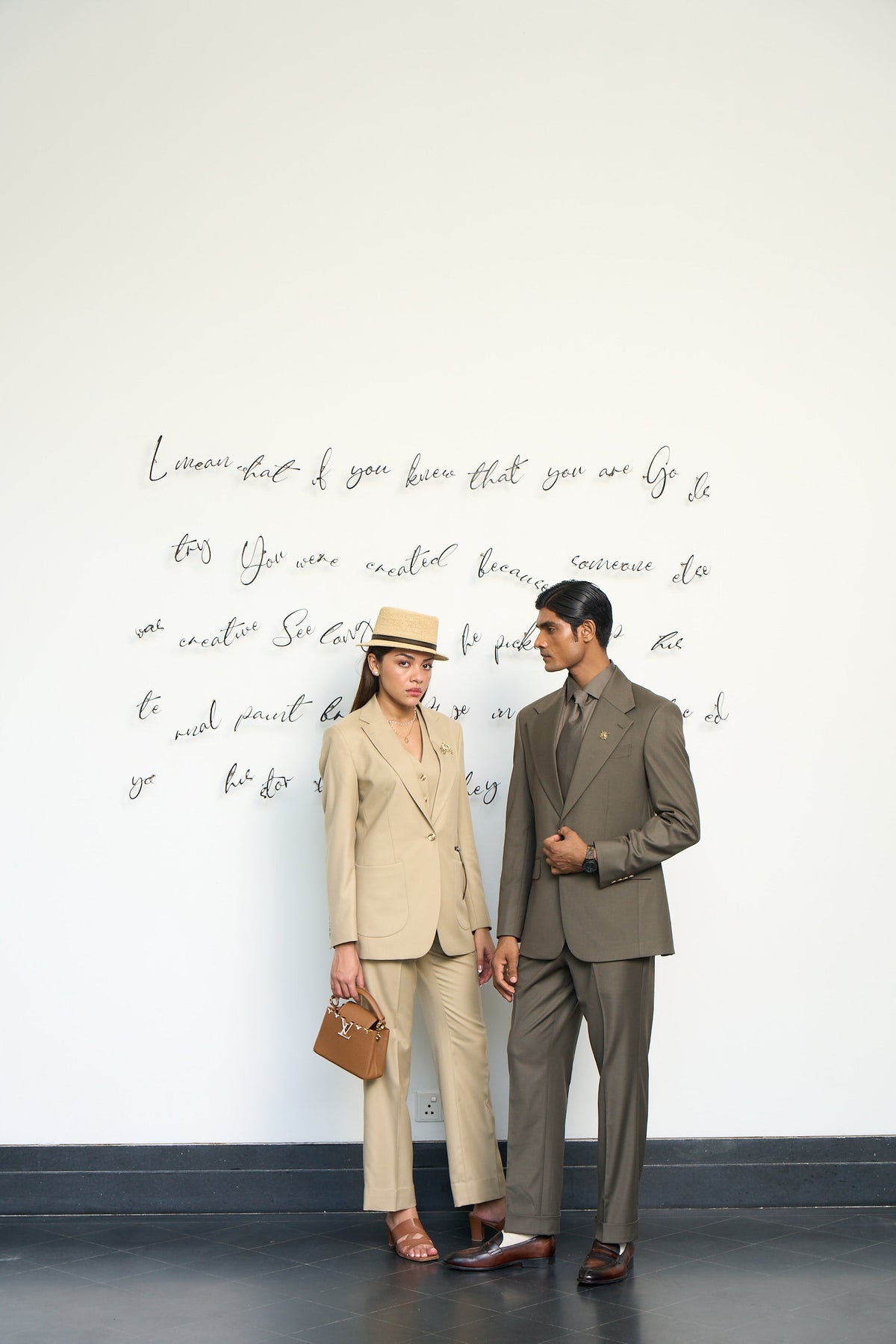 Olive Monotone Tailored Suit Gargee