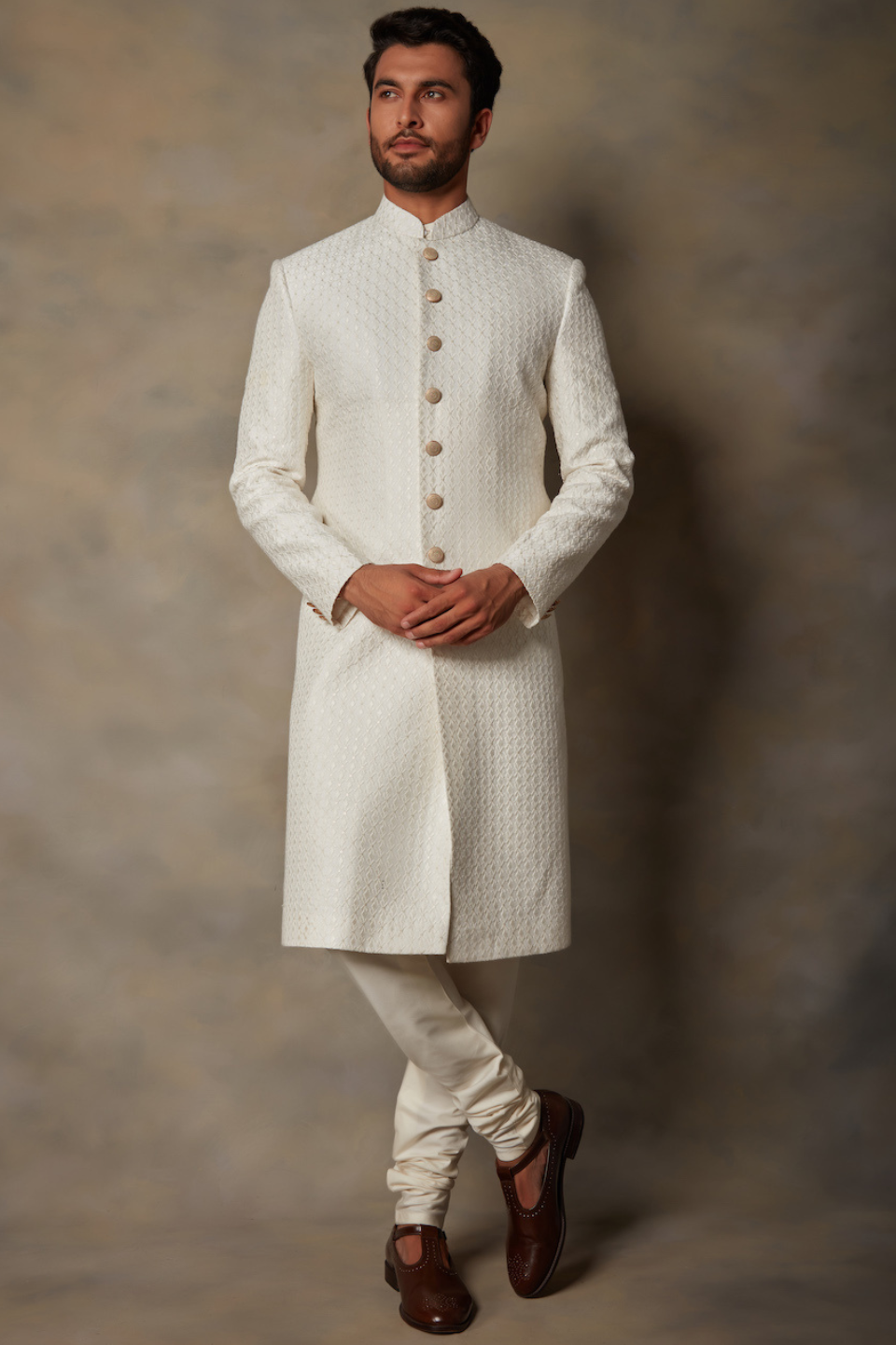 IVORY EMBROIDERED SHERWANI SET