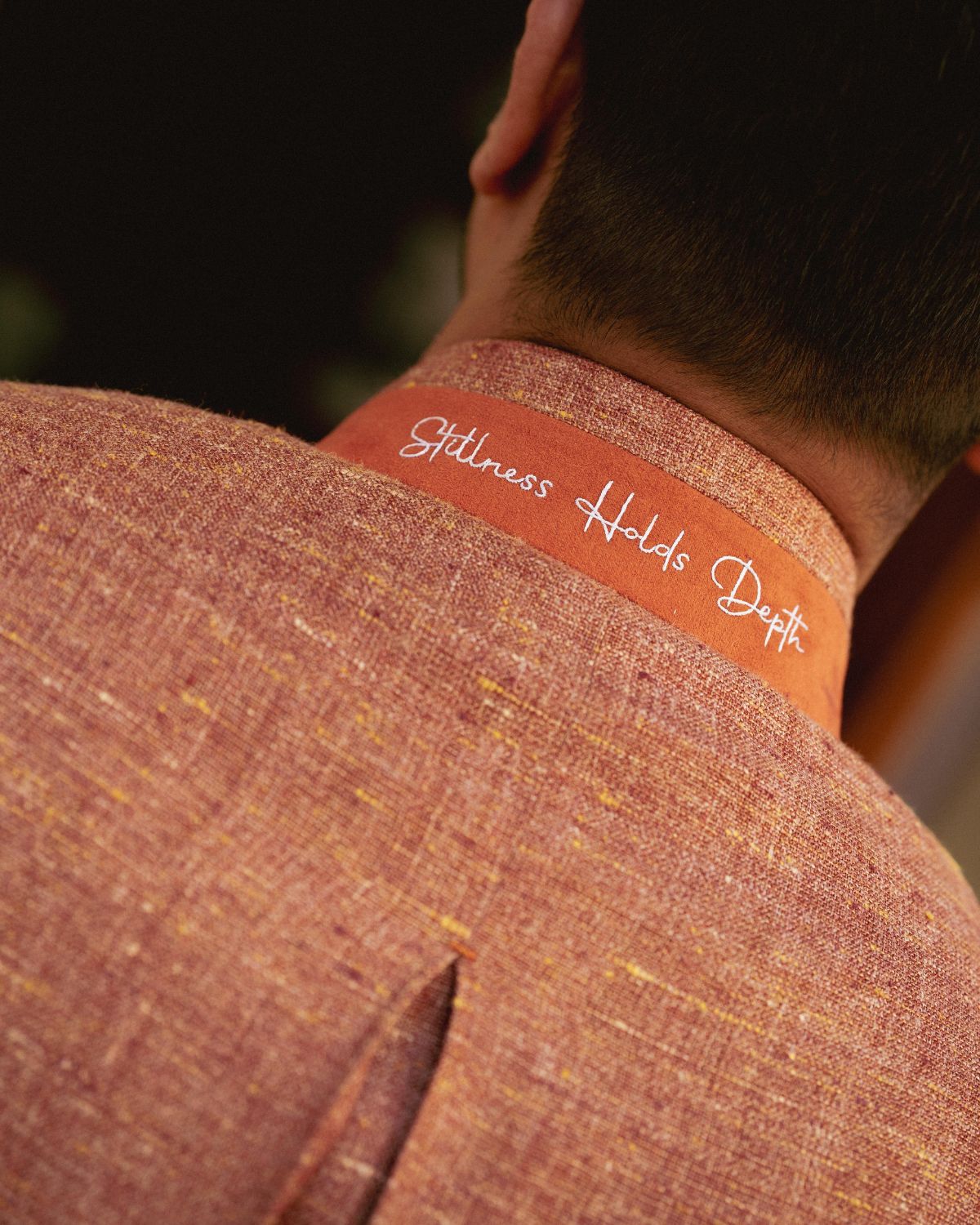 Terracotta Linen Bandhgala Jacket Gargee