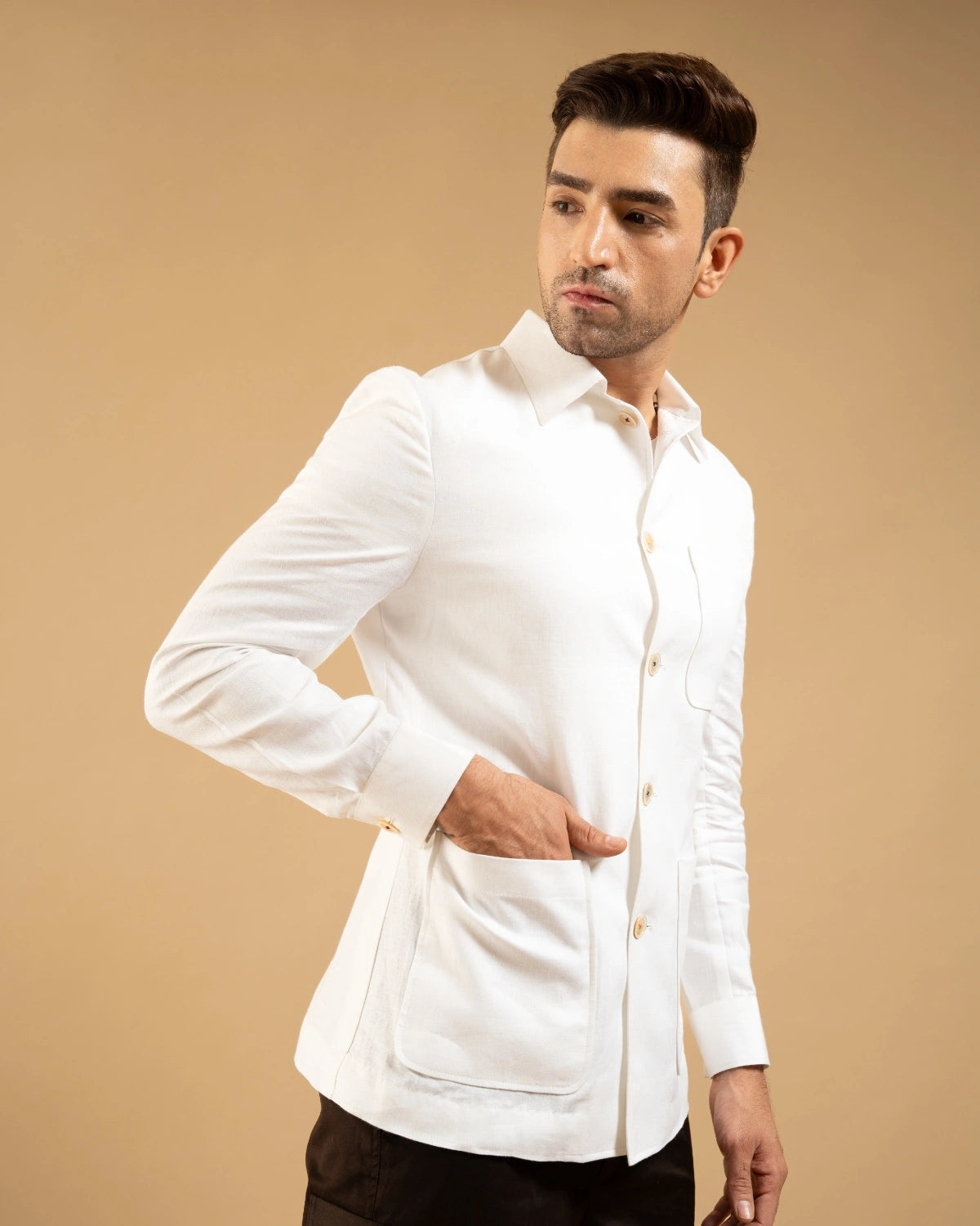 White Linen Herring Shacket Gargee