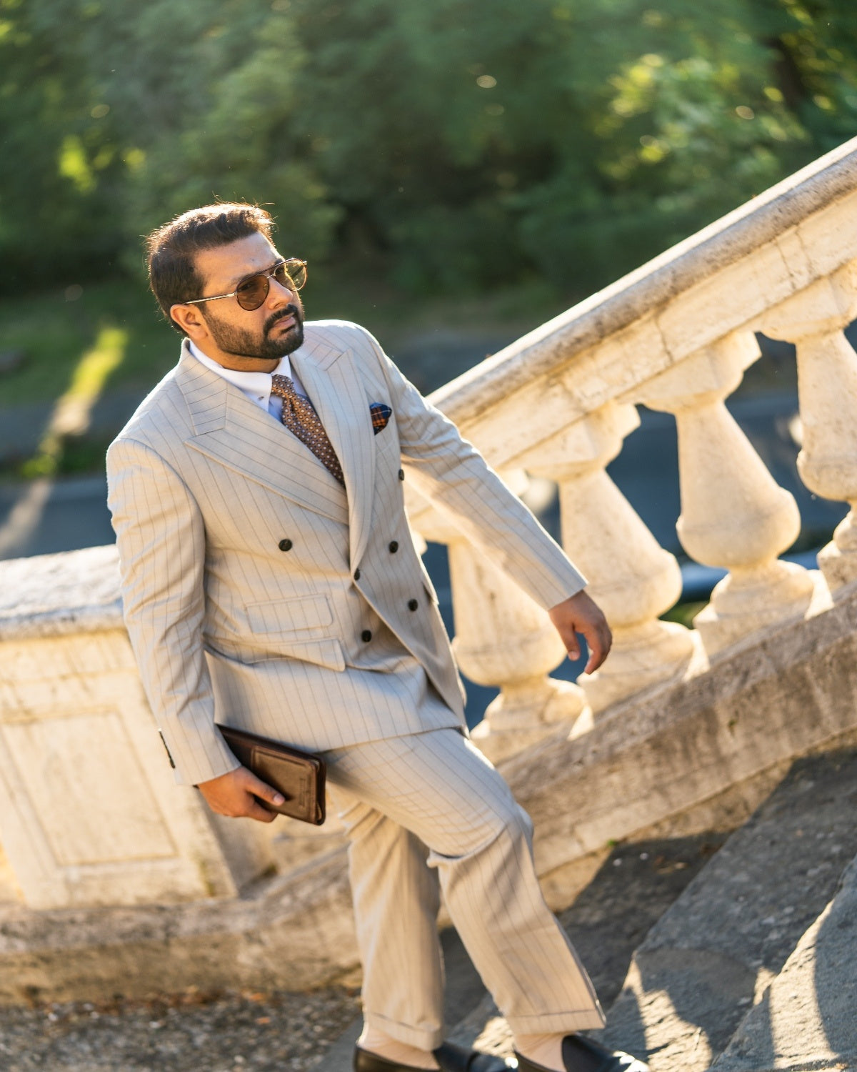 Ivory Pinstripe Double-Breasted Suit Gargee