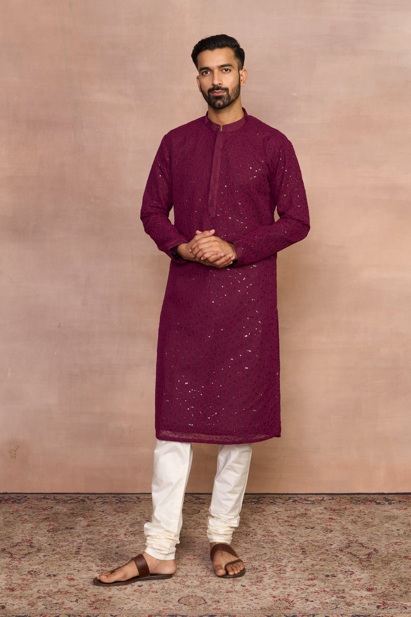 Sunehri Magenta Kurta Set