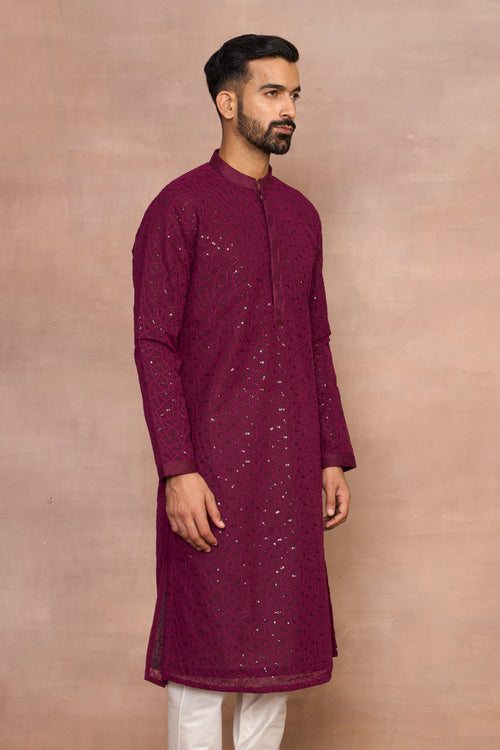 Sunehri Magenta Kurta Set