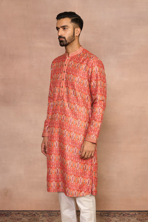 Farishta Orange Ikat Kurta Set