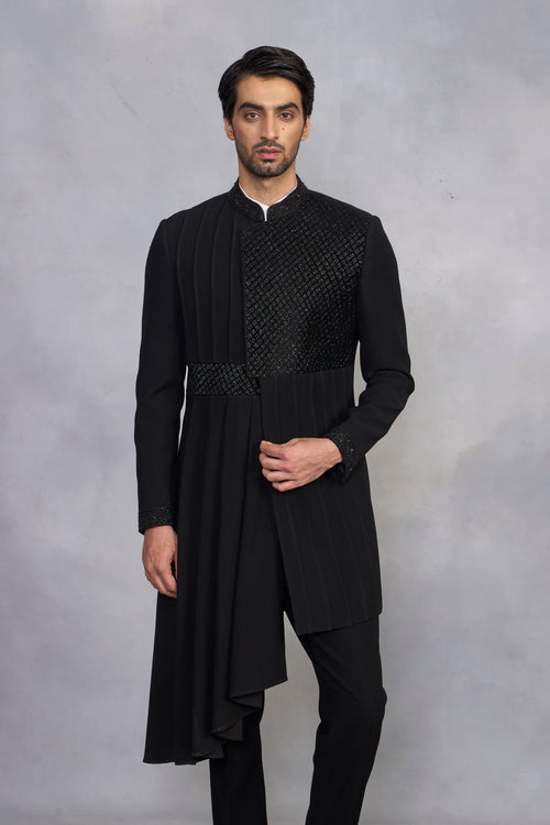 Nazaakat Black Indowestern Set