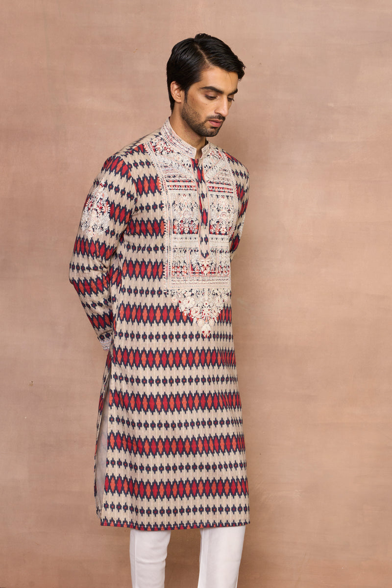 Gulbadan Multicolor Ikat Kurta Set