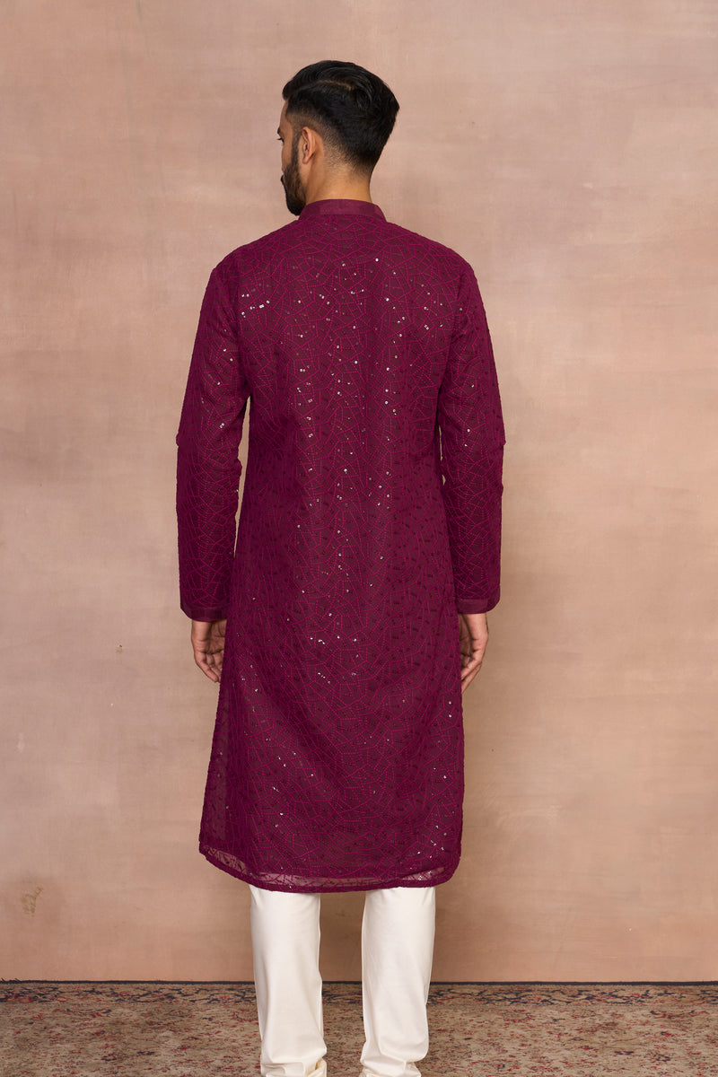 Sunehri Magenta Kurta Set